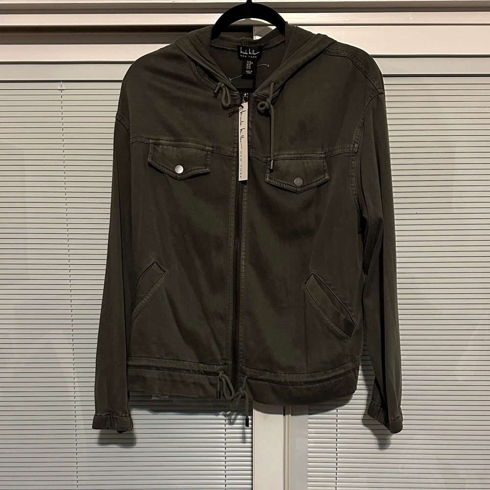 NWT Nicole Miller Dark Green Hooded Jacket